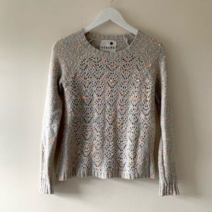Kensie Knit Pointelle Confetti Knit Sweater Gray Size Small S